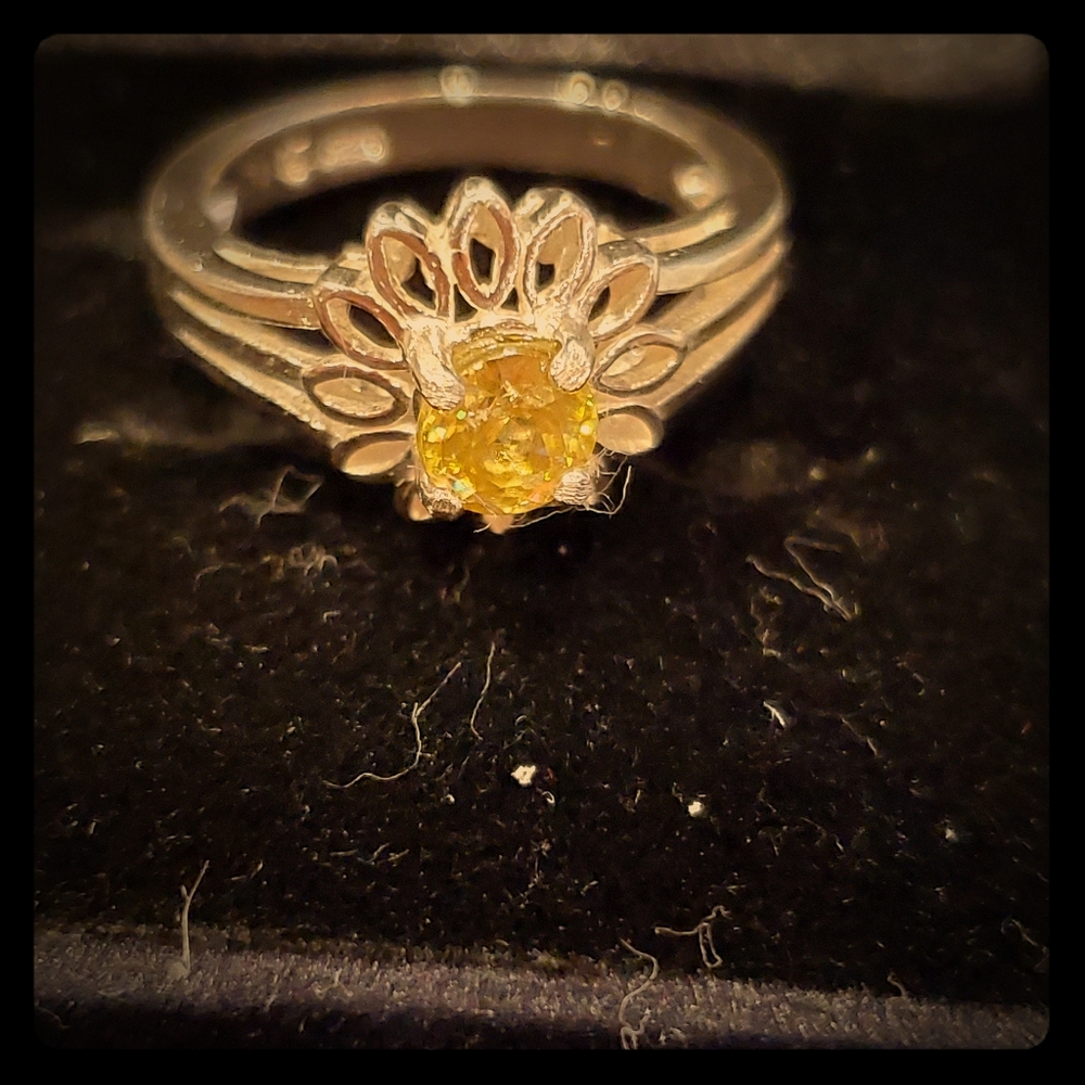Sphene Solitaire sunflower ring